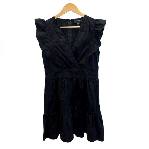 NEW Donna Morgan Faux Wrap Sleeveless Ruffle Mini Dress Black - Picture 2 of 3